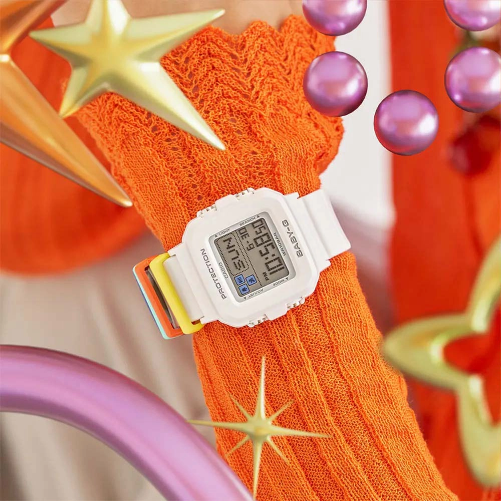 Casio BABY-G PLUS Pixel Art White Digital Womens Watch w/ 9 Loops BGD10L-7