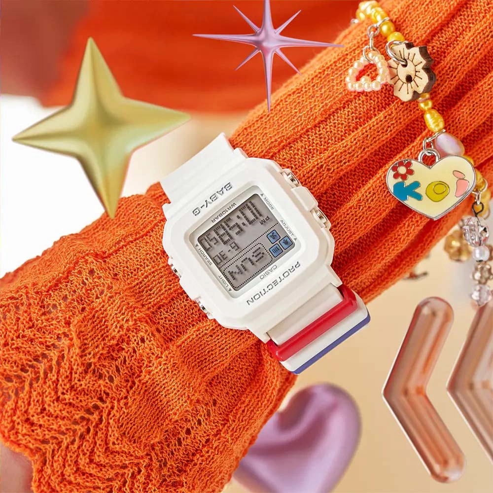 Casio BABY-G PLUS Pixel Art White Digital Womens Watch w/ 9 Loops BGD10L-7