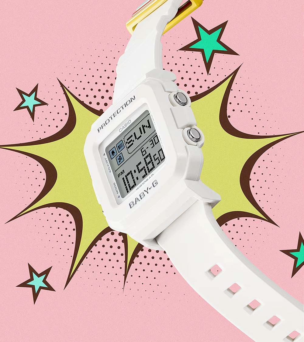 Casio BABY-G PLUS Pixel Art White Digital Womens Watch w/ 9 Loops BGD10L-7