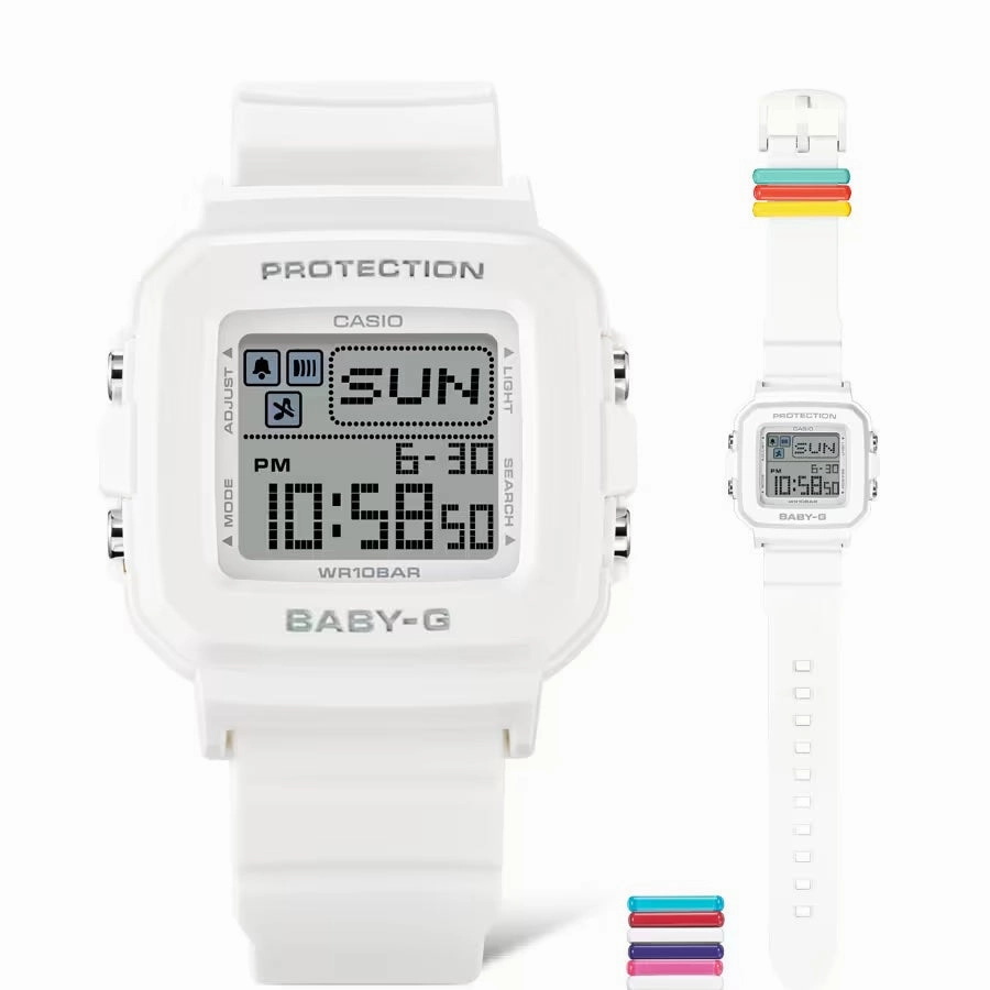 Casio BABY-G PLUS Pixel Art White Digital Womens Watch w/ 9 Loops BGD10L-7