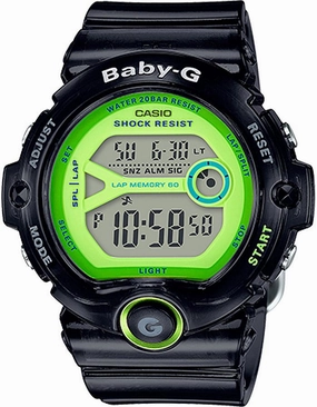 Casio Baby-G Runners Jelly Watch - Black & Green - Digital - Lap Time - 200m