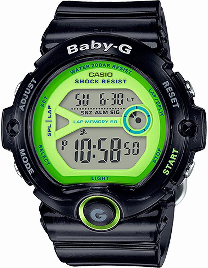 Casio Baby-G Runners Jelly Watch - Black & Green - Digital - Lap Time - 200m