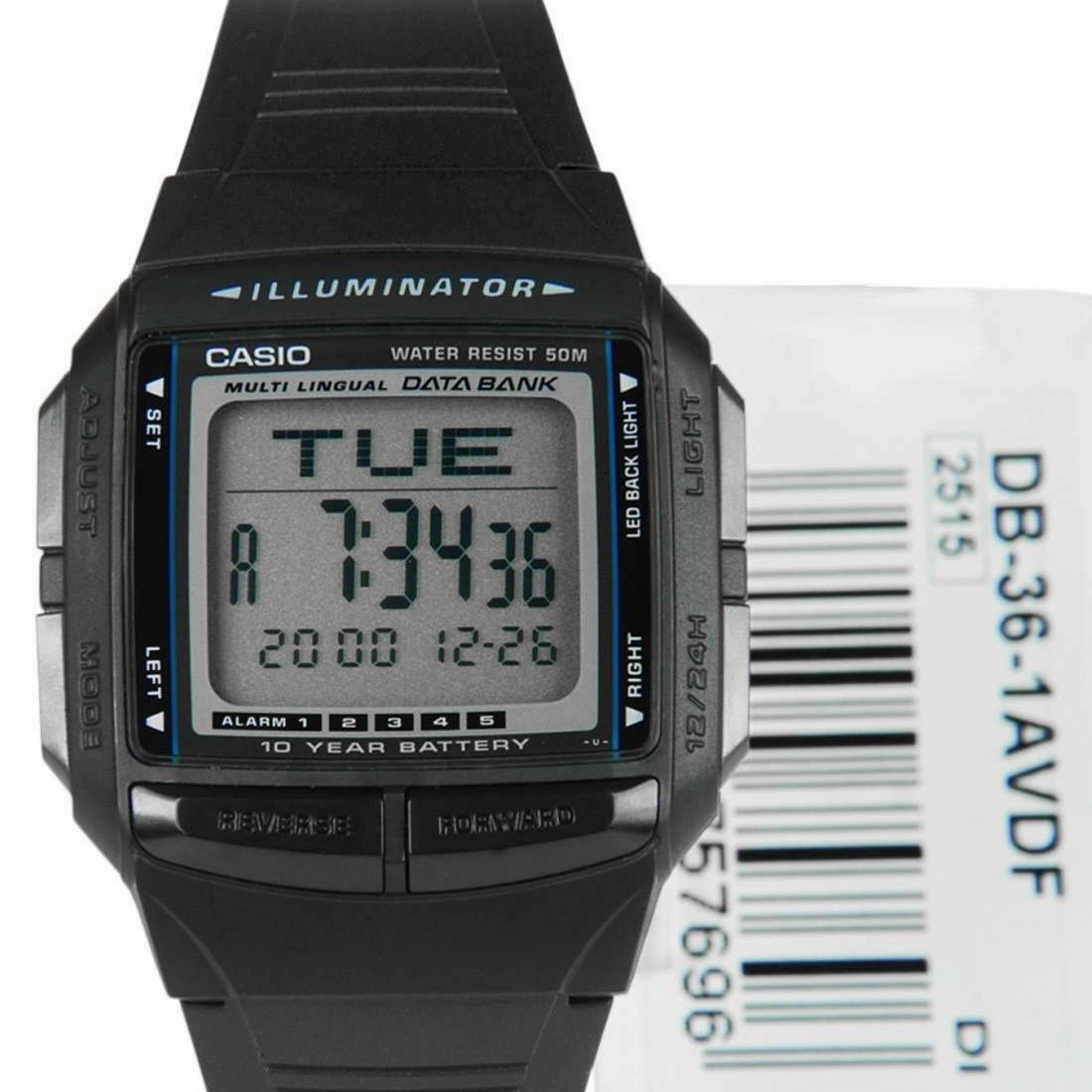 Casio DB-36-1A Black Resin Watch for Women and Men