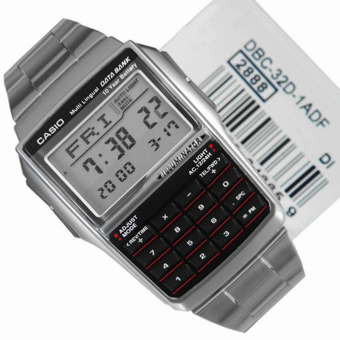 Casio DBC-32D-1A Silver Stainless Calculator Watch for Men and Women