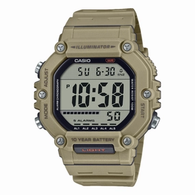 Casio Digital Illuminator Grey Dial Khaki Resin Band Watch AE1600H-5A