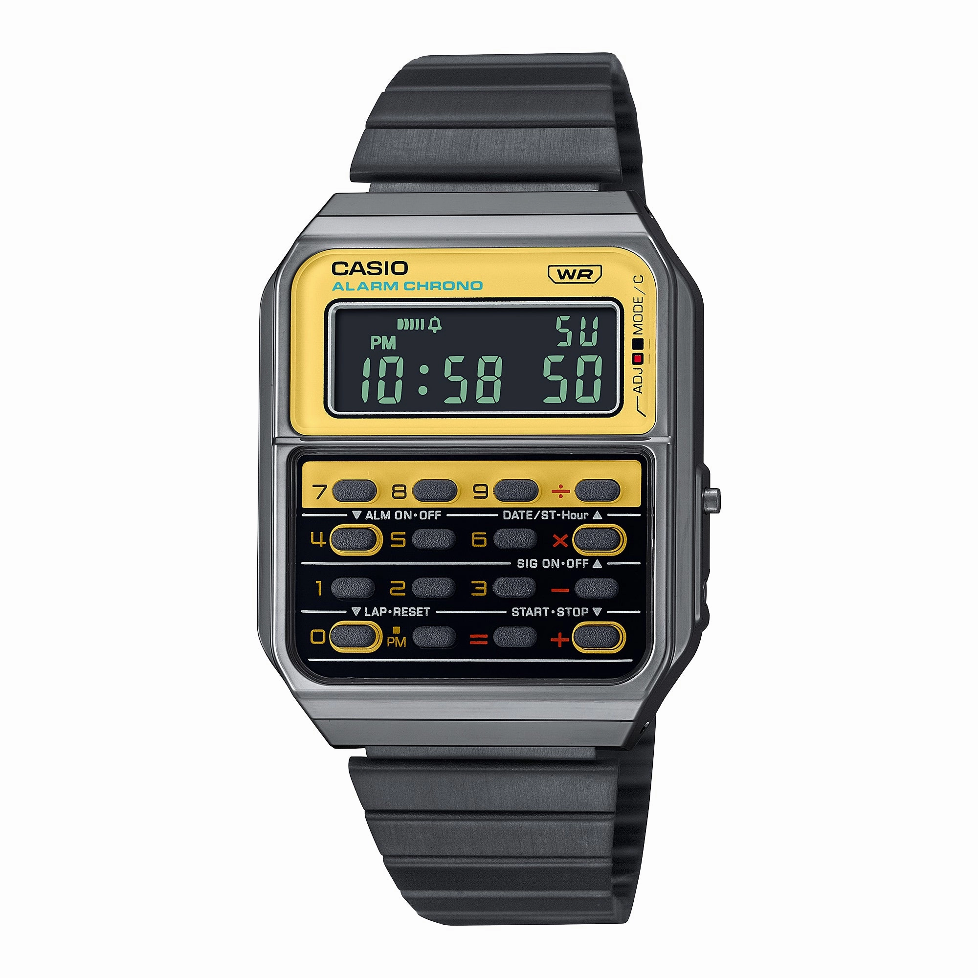 Casio Digital Vintage Heritage Colours 70s CQ-1 Design Dual Time Calculator Watch CA500WEGG-9B CA-500WEGG-9B