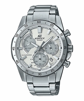 Casio Edifice Chronograph Solar Powered Silver Watch EQS930MD-8A