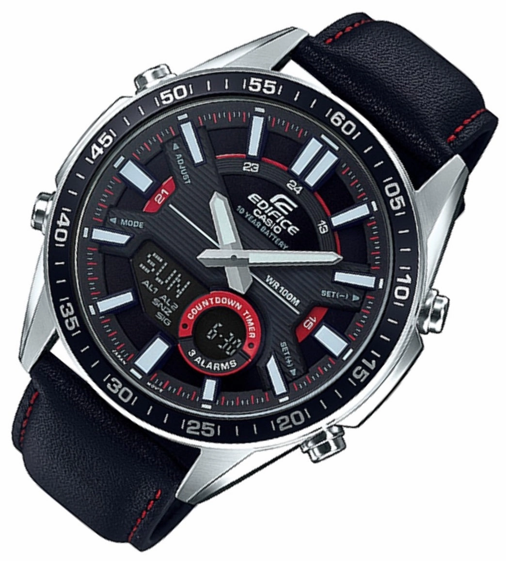 Casio Edifice EFV-C100L-1A Digital Analog Leather Strap Watch For Men