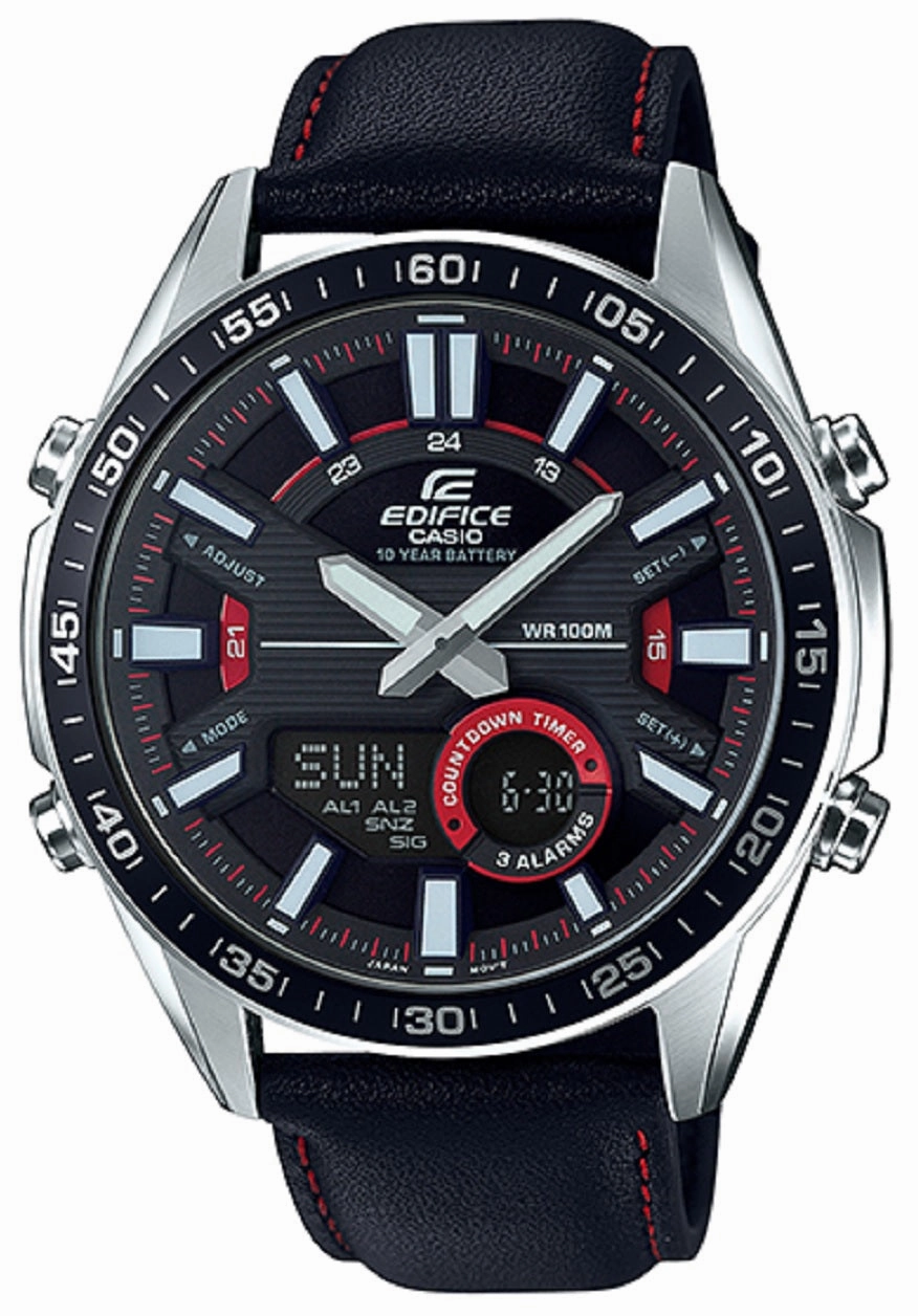 Casio Edifice EFV-C100L-1A Digital Analog Leather Strap Watch For Men