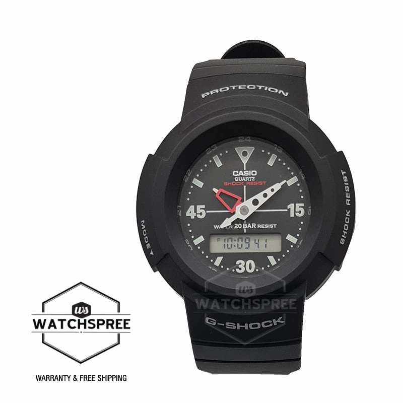 Casio G-Shock Analog-Digital Classic AW-500 Series Black Resin Strap Watch AW500E-1E AW-500E-1E