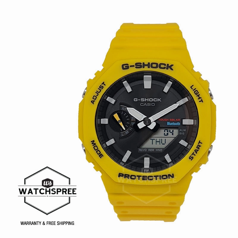 Casio G-Shock Carbon Core Guard Structure Bluetooth Solar Powered GA-2100 Lineup Yellow Resin Band Watch GAB2100C-9A GA-B2100C-9A