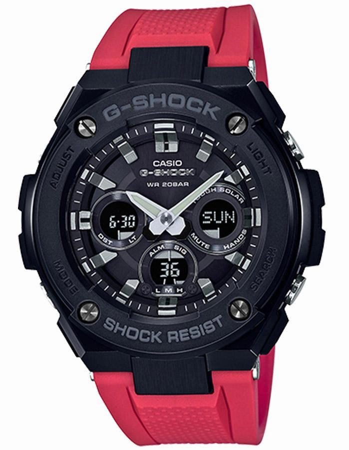 Casio G-Shock G-STEEL Mens - Solar - Digital/Analog - Black/Red -200M -LED Light