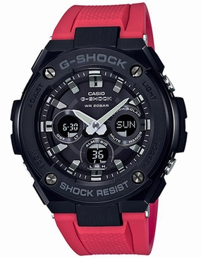 Casio G-Shock G-STEEL Mens - Solar - Digital/Analog - Black/Red -200M -LED Light