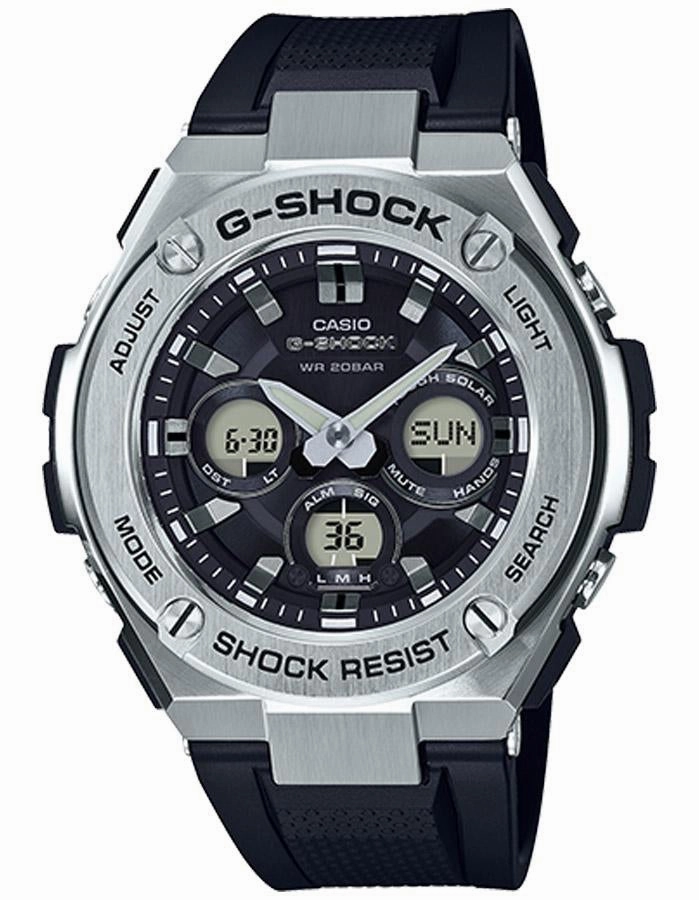 Casio G-Shock G-Steel Mens - Solar - Digital/Analog - Stainless Steel/Black