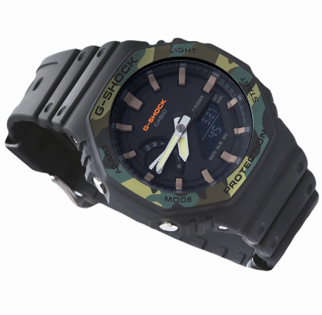 Casio G-shock GA-2100SU-1ADR Digital Analog Rubber Strap Watch For Men