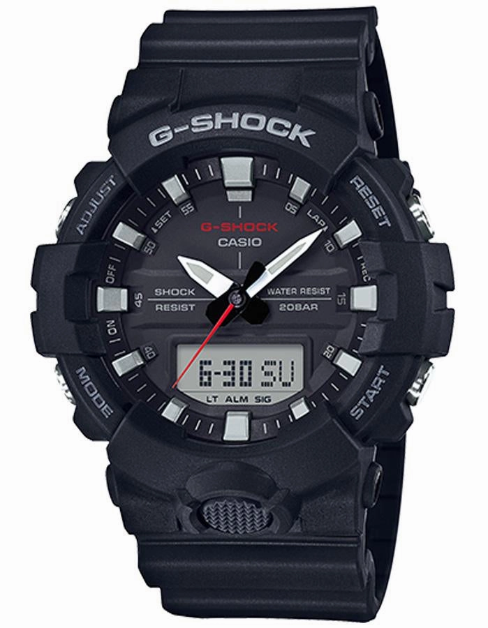 Casio G-Shock GA-800 Mens - Digital/Analog - Black - 200M - Shock Resistant