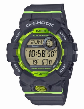 Casio G-Shock Mens GBD800 Watch - Step Counter - Grey/Green - 5 Alarms - 200M