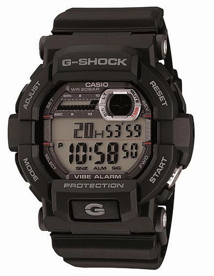 Casio G-Shock Mens Vibration Alarm - Black - Direct Countdown Timer - 200M