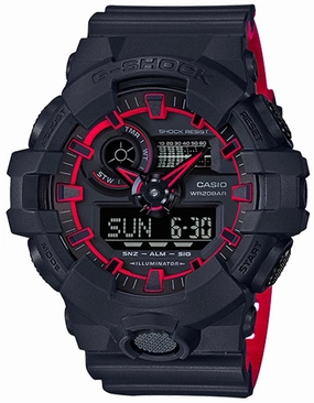 Casio G-Shock Mens Watch - Analog/Digital - Matte Black/Neon Red - 200M