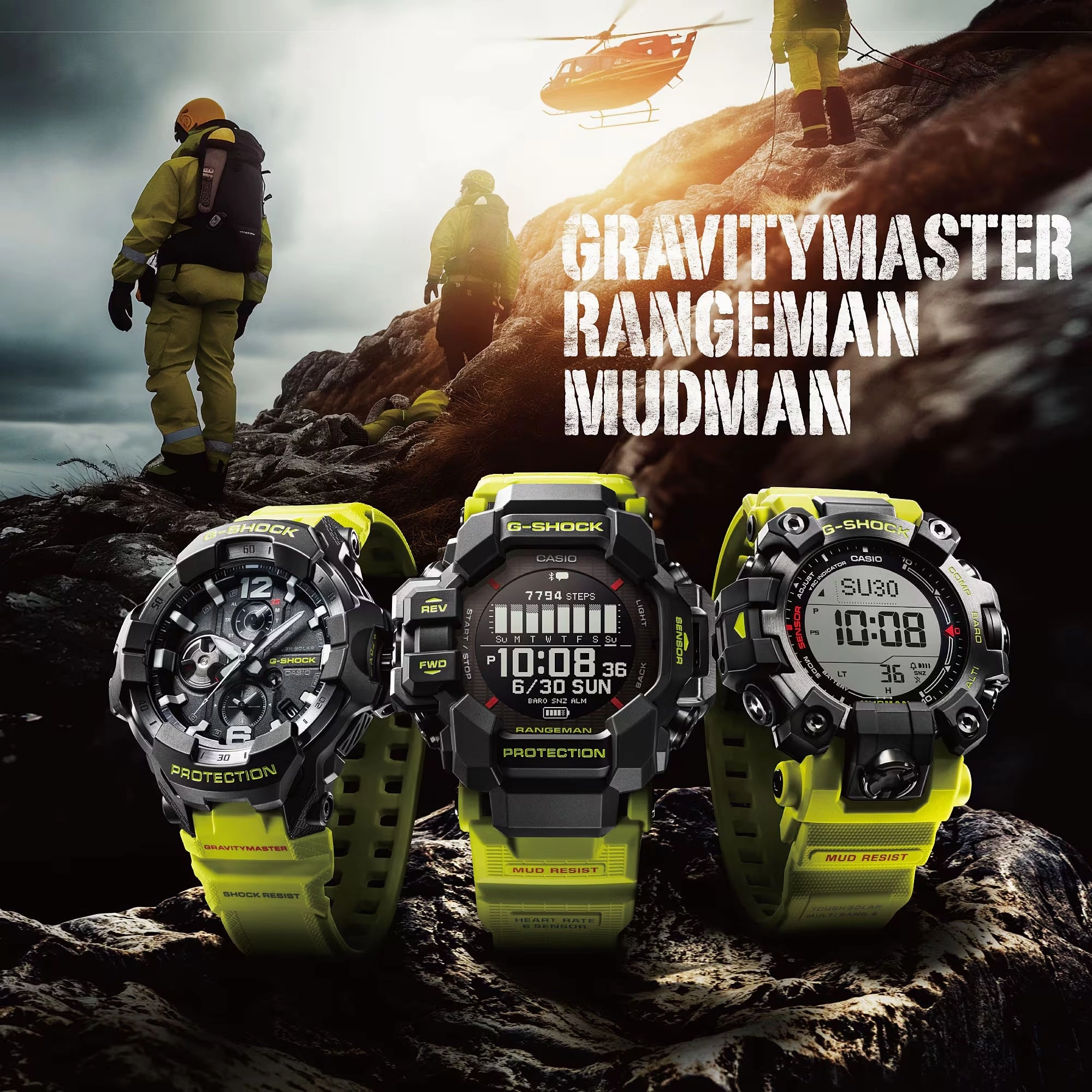 Casio G-Shock MUDMAN RESCUE YELLOW Triple Sensor Mens Watch GW9500MRY1A9