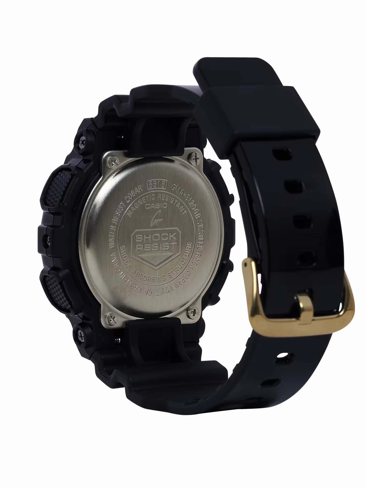 Casio G-Shock S-SERIES Magnetic Resistance Black/Gold Womens Watch GMAS120GB-1A