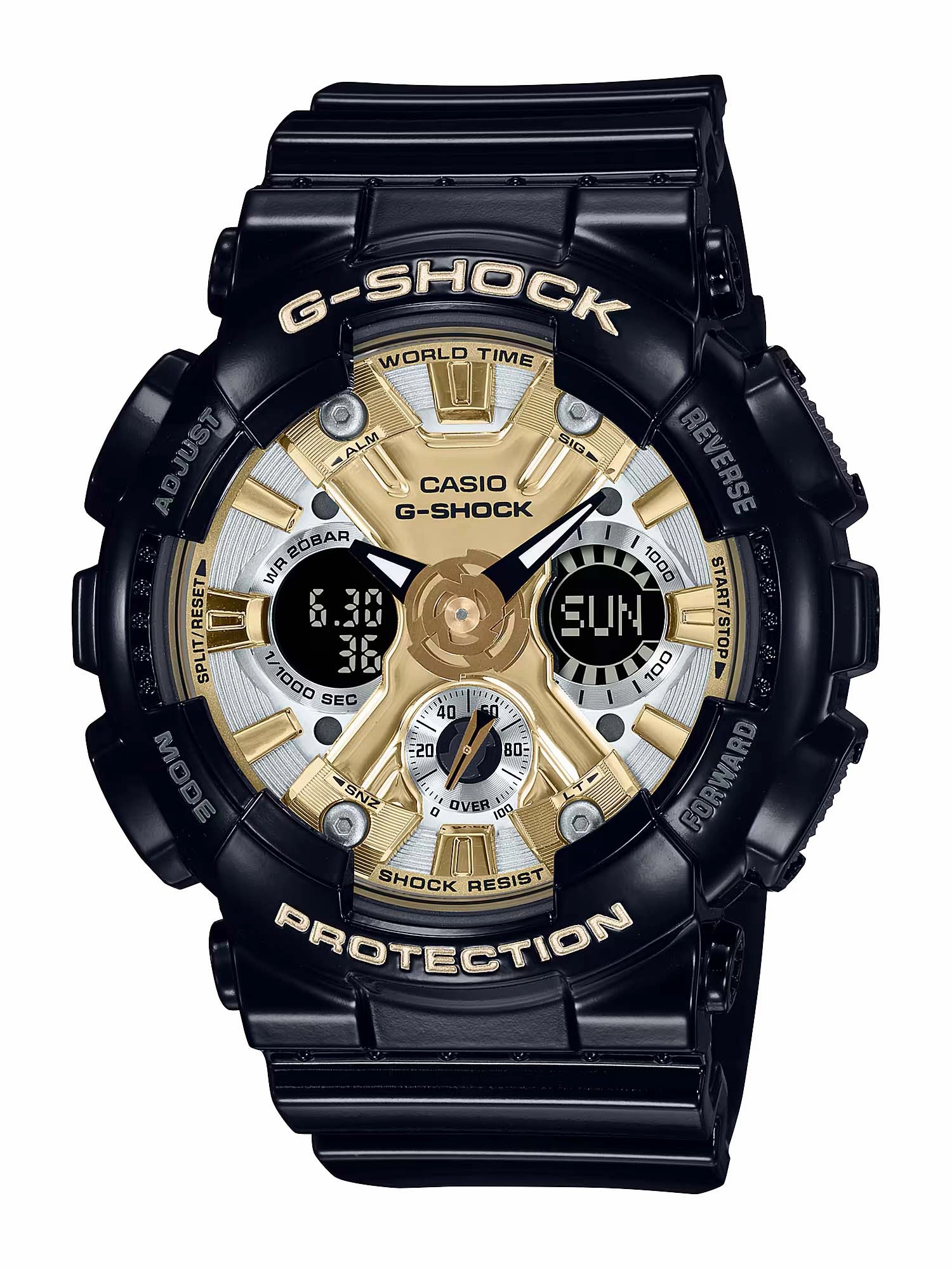 Casio G-Shock S-SERIES Magnetic Resistance Black/Gold Womens Watch GMAS120GB-1A
