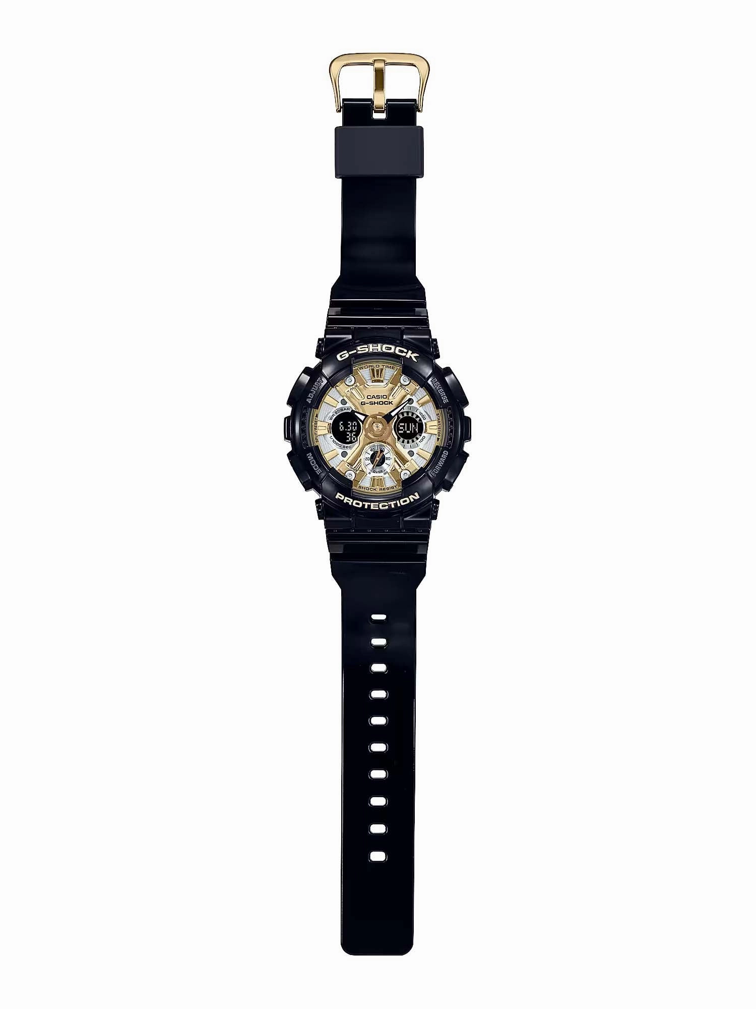 Casio G-Shock S-SERIES Magnetic Resistance Black/Gold Womens Watch GMAS120GB-1A