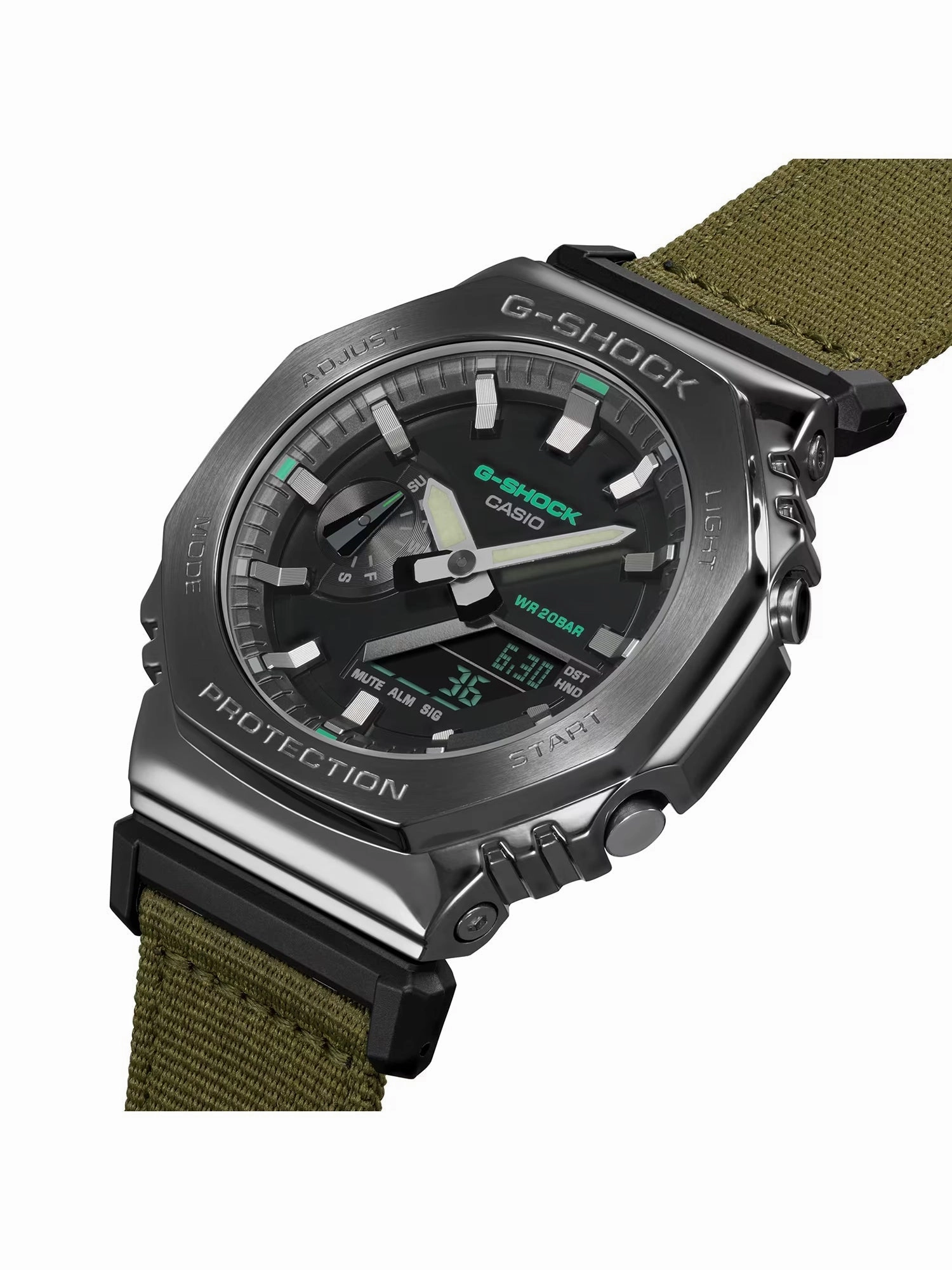 Casio G-Shock UTILITY METAL Mens Black/Olive Analog-Digital Watch GM2100CB-3A