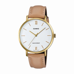 Casio Ladies' Analog Brown Leather Strap Watch LTPVT01GL-7B LTP-VT01GL-7B