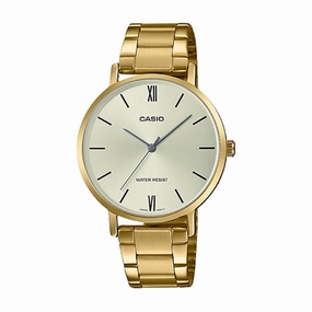 Casio Ladies' Analog Gold Stainless Steel Band Watch LTPVT01G-9B LTP-VT01G-9B
