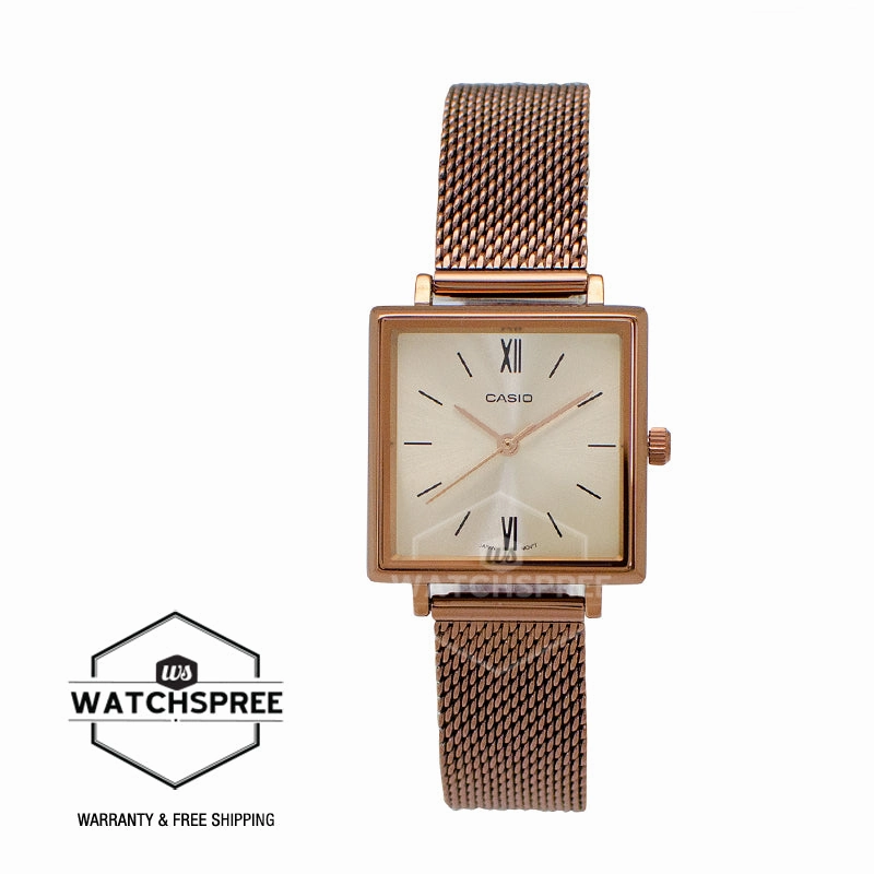 Casio Ladies' Analog Rose Gold Stainless Steel Band Watch LTPE155MR-9B LTP-E155MR-9B