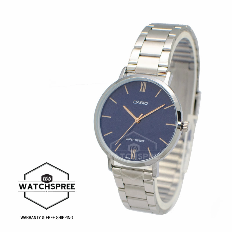 Casio Ladies' Analog Silver Stainless Steel Band Watch LTPVT01D-2B LTP-VT01D-2B