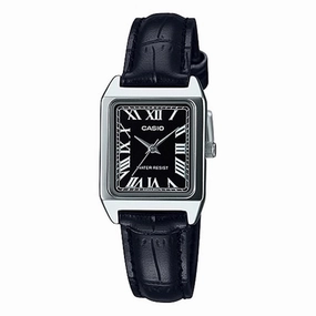 Casio Ladies' Standard Analog Black Leather Strap Watch LTPV007L-1B LTP-V007L-1B