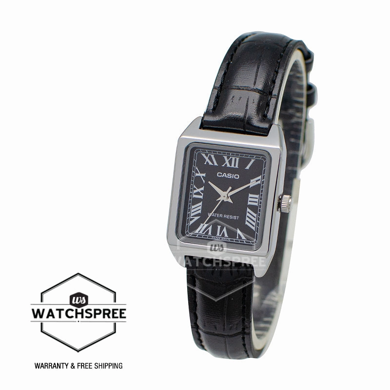 Casio Ladies' Standard Analog Black Leather Strap Watch LTPV007L-1B LTP-V007L-1B