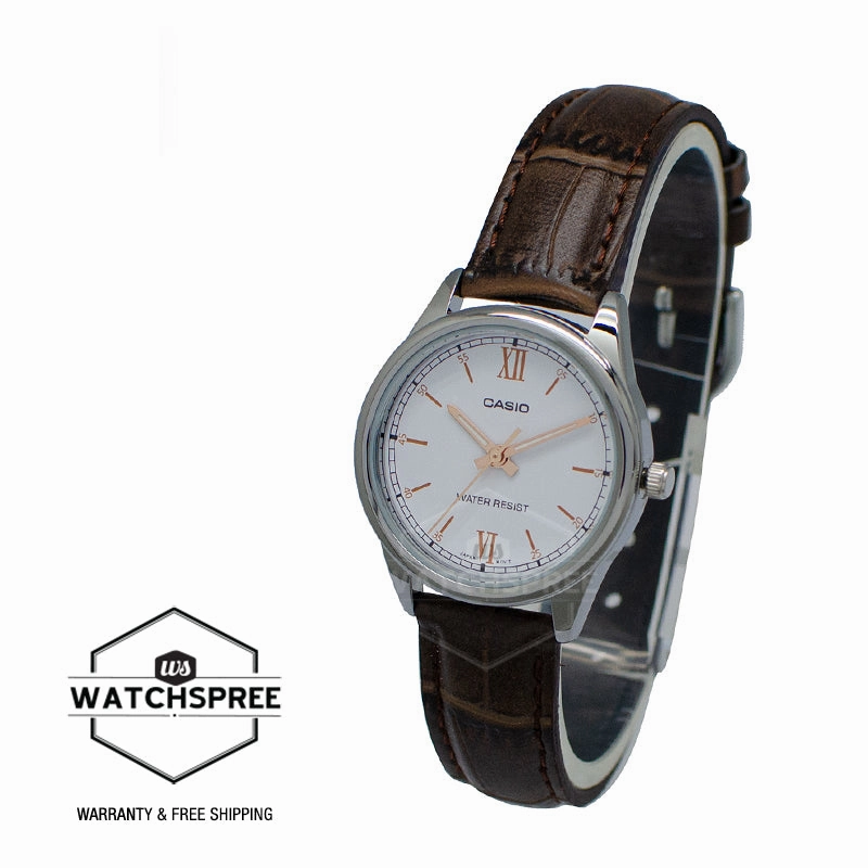 Casio Ladies' Standard Analog Brown Leather Band Watch LTPV005L-7B3 LTP-V005L-7B3