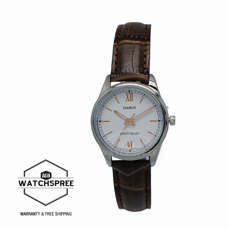 Casio Ladies' Standard Analog Brown Leather Band Watch LTPV005L-7B3 LTP-V005L-7B3