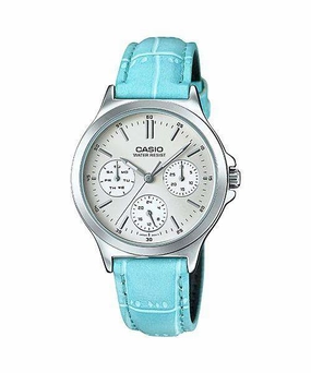 Casio LTP-V300L-2A Light Blue Leather Strap Watch for and Women