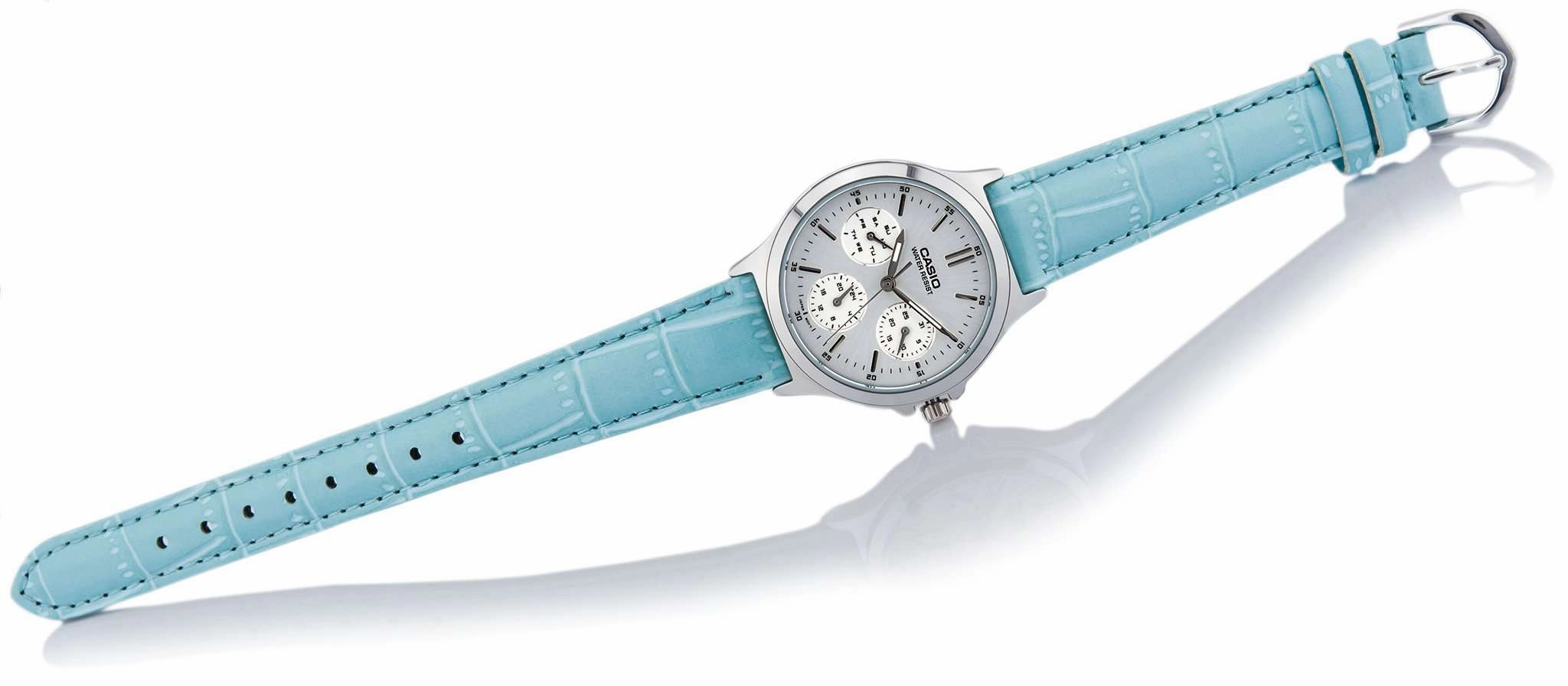 Casio LTP-V300L-2A Light Blue Leather Strap Watch for and Women