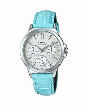 Casio LTP-V300L-2A Light Blue Leather Strap Watch for and Women