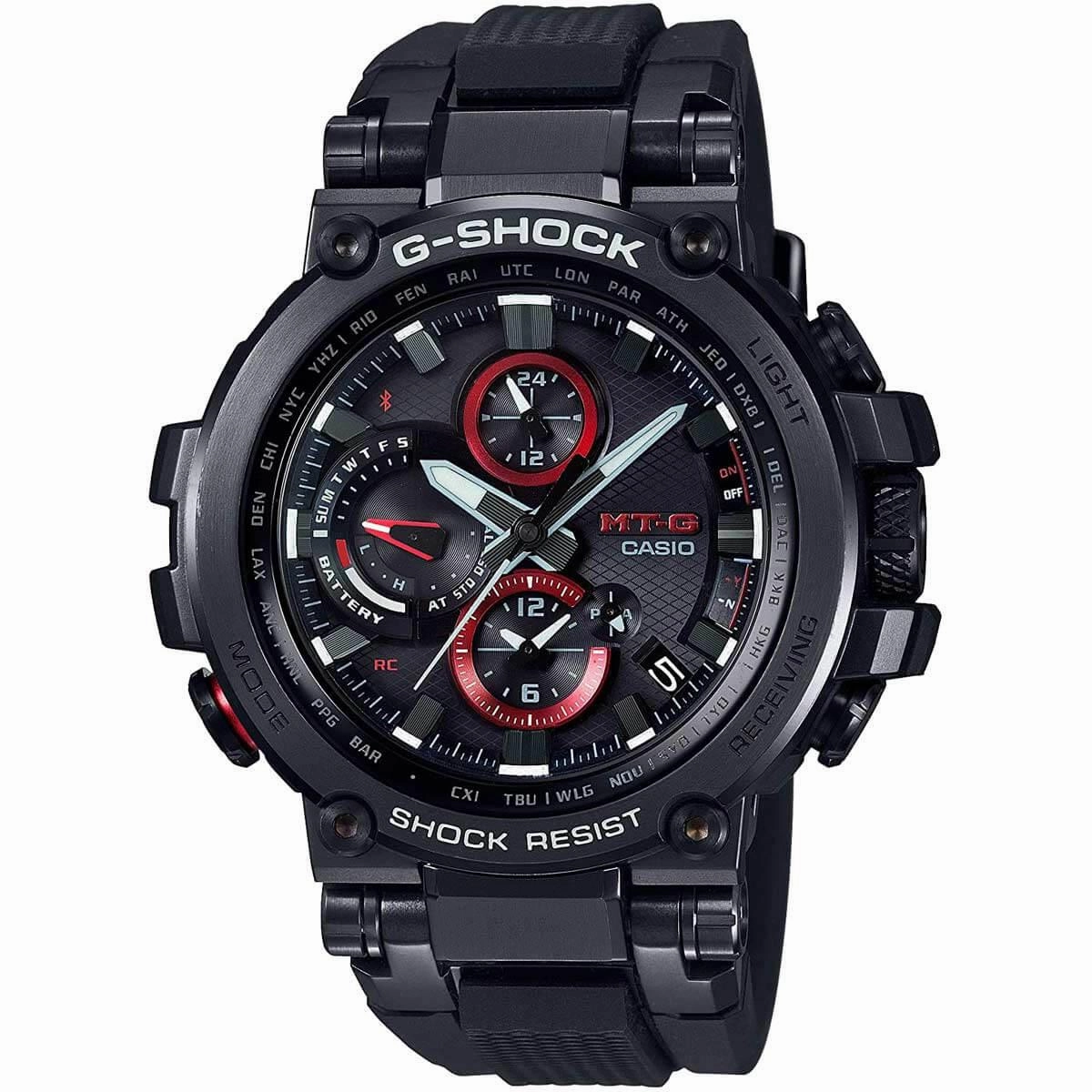 Casio Men's Alarm Watch - G-Shock MT-G Black Bezel Resin Strap | MTGB1000B-1A