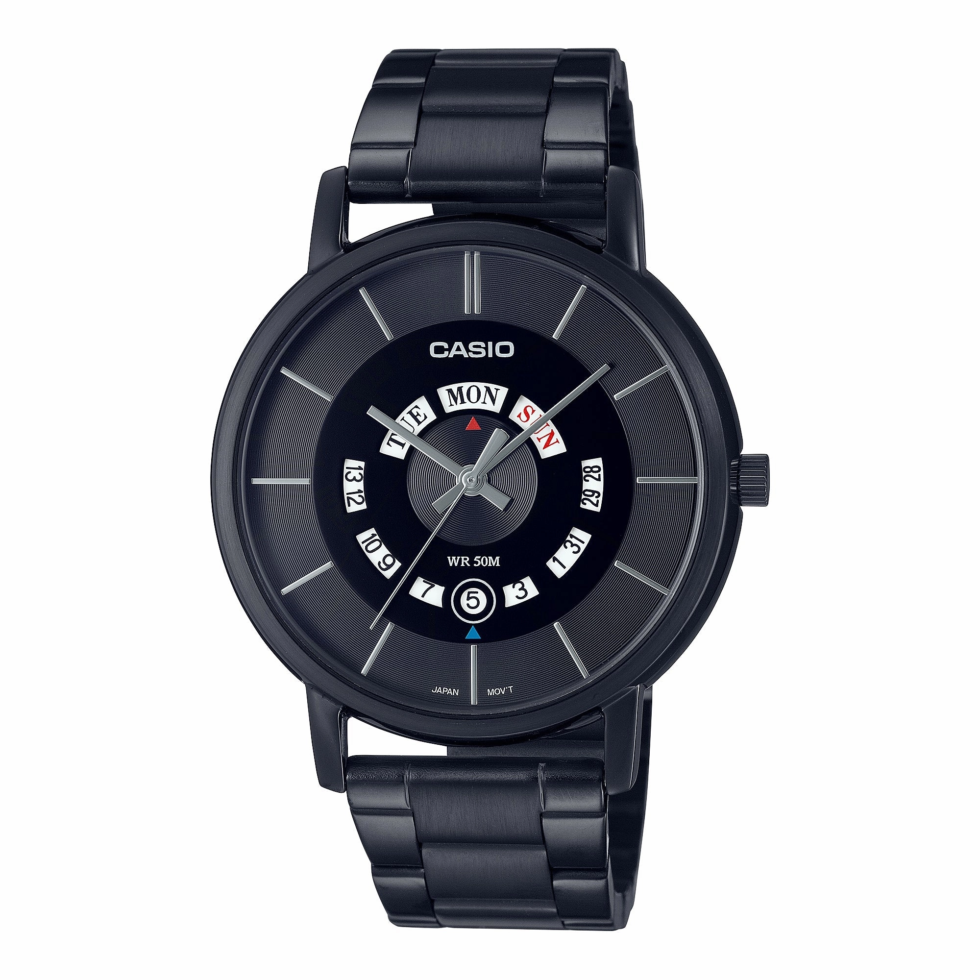 Casio Men's Analog Black Ion Plated Stainless Steel Band Watch MTPB135B-1A MTP-B135B-1A