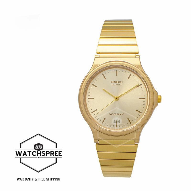 Casio Men's Analog Gold Ion Plated Stainless Steel Band Watch MQ24G-9E MQ-24G-9E