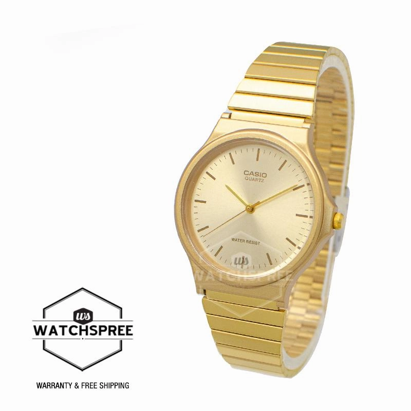 Casio Men's Analog Gold Ion Plated Stainless Steel Band Watch MQ24G-9E MQ-24G-9E