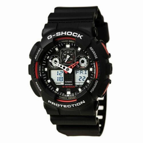 Casio Men's Dive Watch - G-Shock Anti-Magnetic Ana-Digi Dial Resin Strap | GA100-1A4