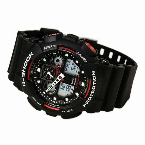 Casio Men's Dive Watch - G-Shock Anti-Magnetic Ana-Digi Dial Resin Strap | GA100-1A4
