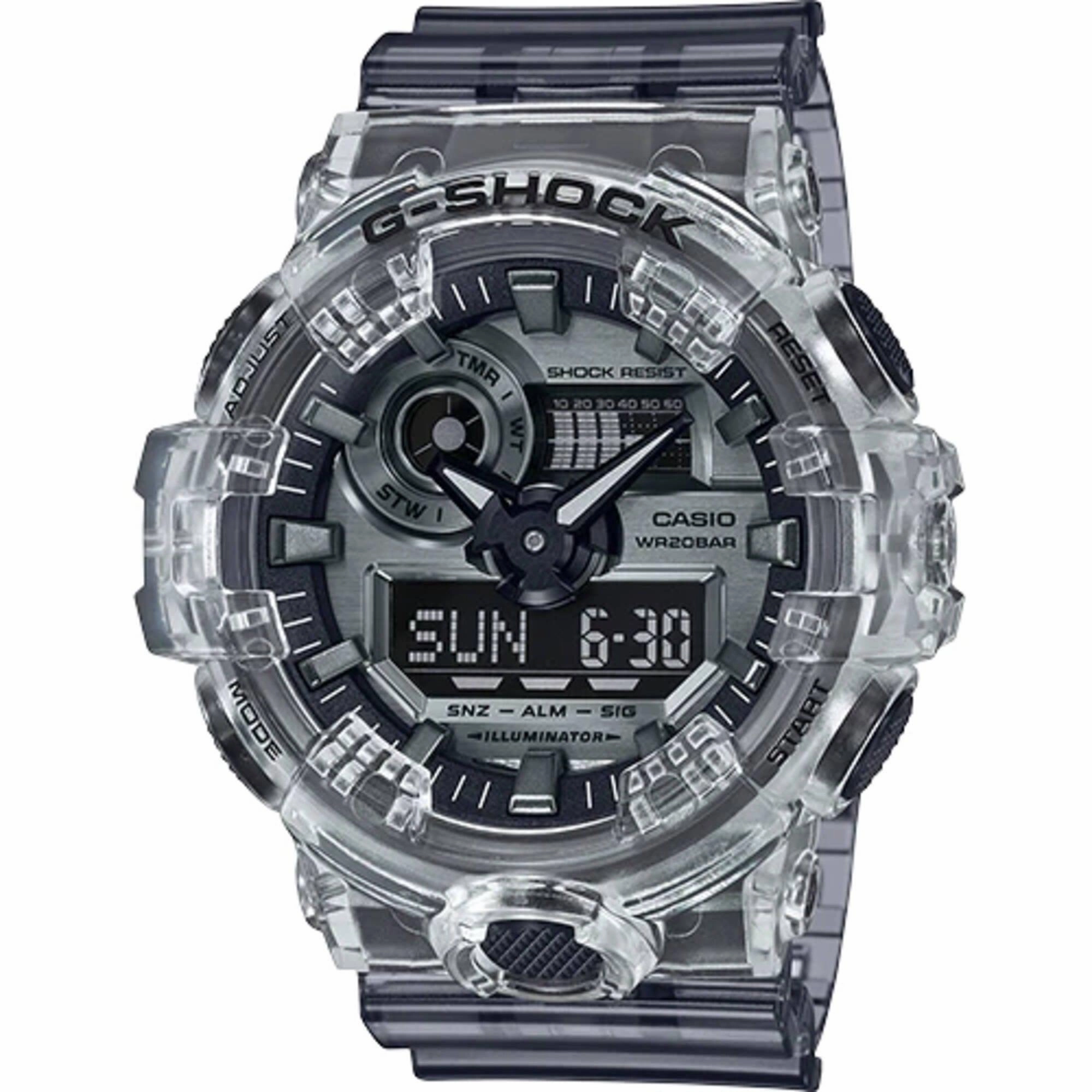 Casio Men's Dive Watch - G-Shock Grey Transparent Strap Shock Resistant | GA700SK-1A