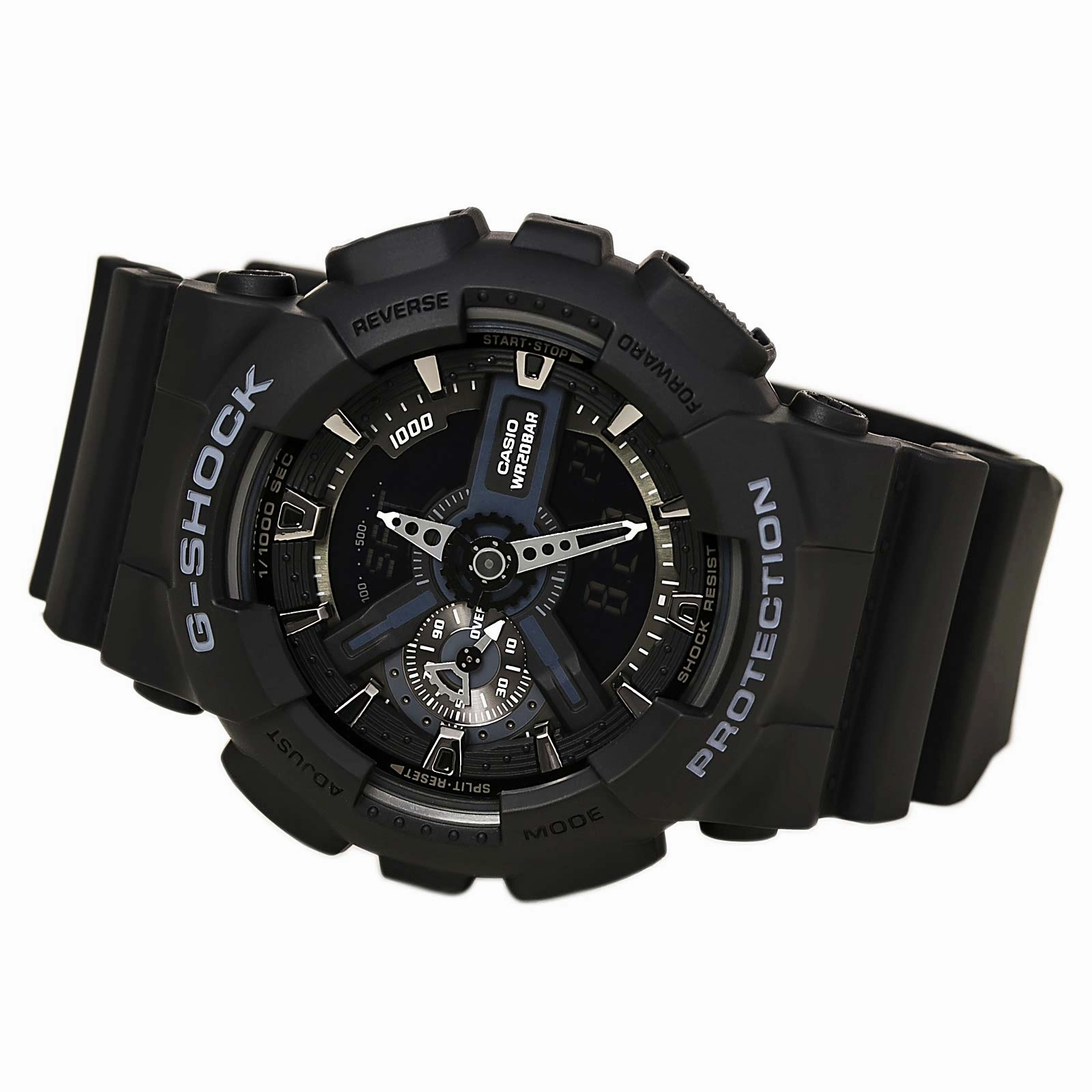 Casio Men's G-Shock Extra Large World Time Ana-Digi Black Dial Alarm Black Resin Band Watch | GA110-1B