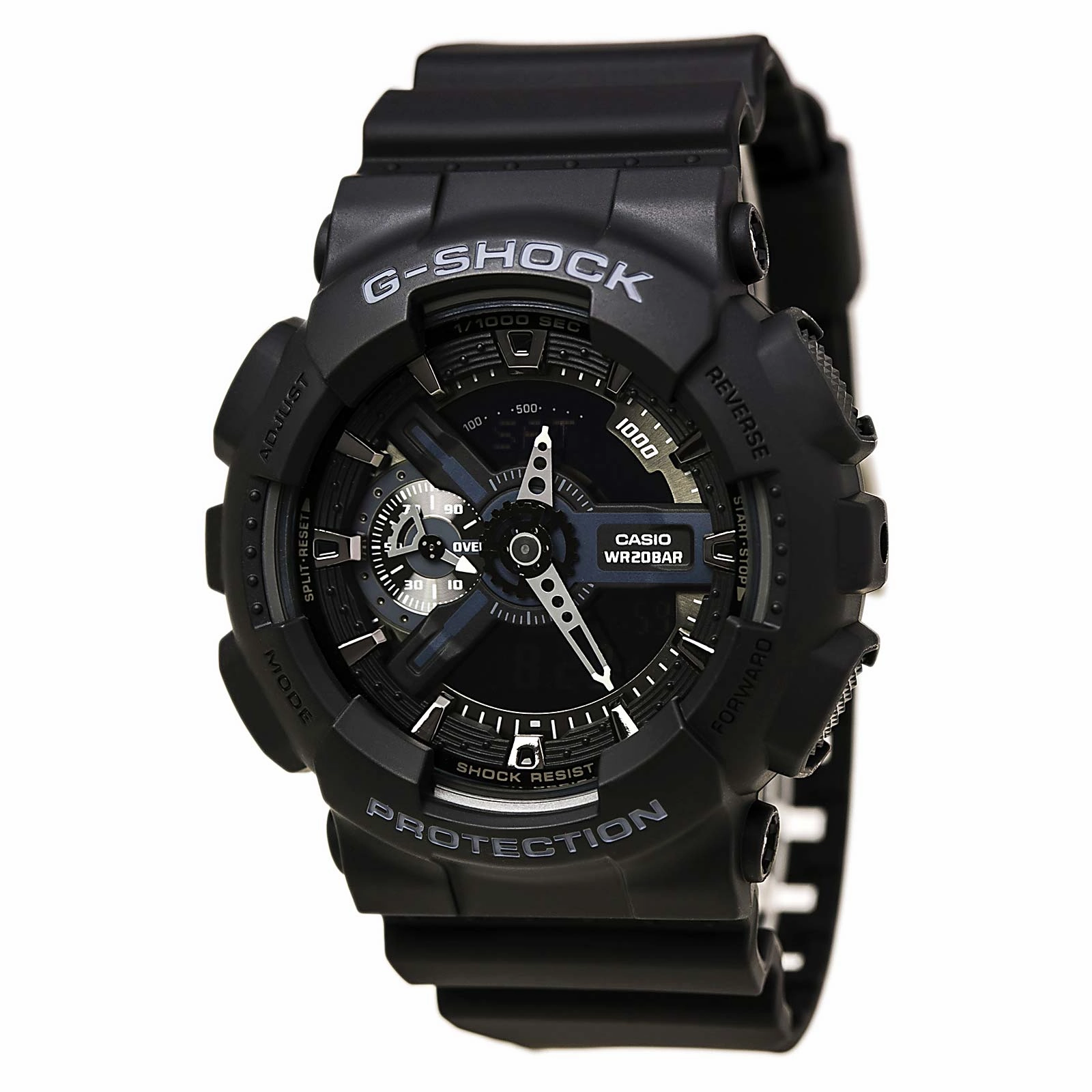 Casio Men's G-Shock Extra Large World Time Ana-Digi Black Dial Alarm Black Resin Band Watch | GA110-1B