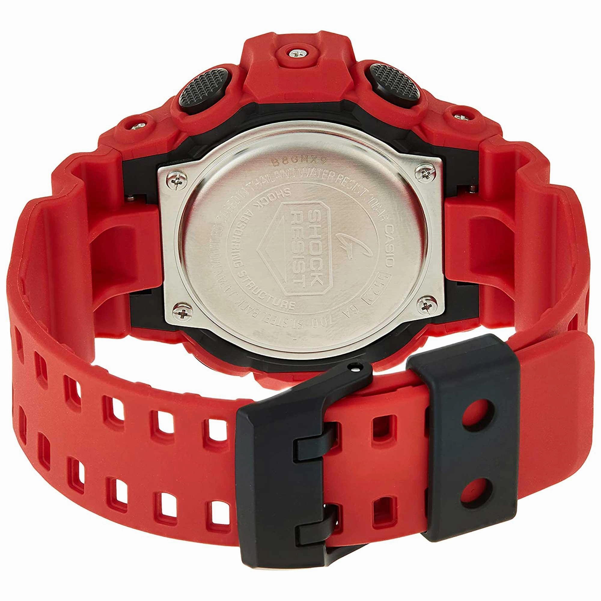 Casio Men's Quartz Watch - G-Shock Black Analog-Digital Dial Red Strap | GA700-4A