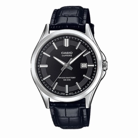 Casio Men's Standard Analog Black Leather Strap Watch MTS100L-1A MTS-100L-1A